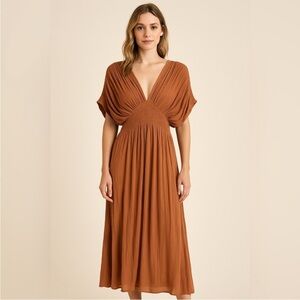 NWT MIOU MUSE Rust Brown Flowy Maxi Dress